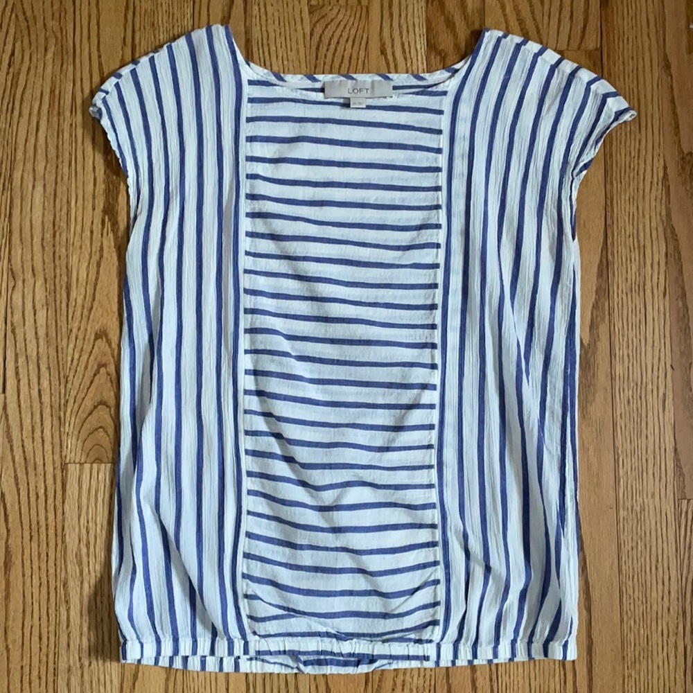LOFT Nautical Cap Sleeve Blouse